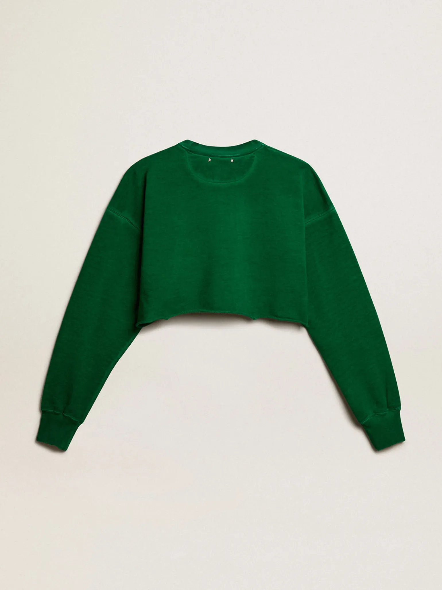 Shop Moletom cropped de gola redonda de algodão verde MULHER Moletons