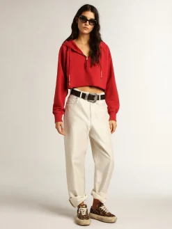 Best Moletom cropped vermelho com capuz MULHER Moletons