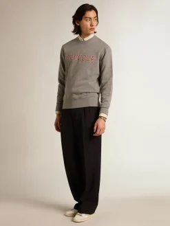 Flash Sale Moletom de algodão cinza mescla com escrita bordada Moletons