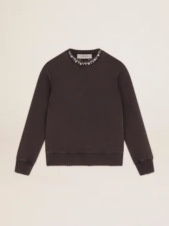Store Moletom feminino cinza antracite com cristais MULHER Moletons