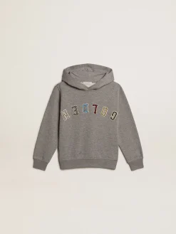 New Moletom infantil masculino com capuz de algodão cinza Roupas de cima (4-12 years)