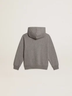New Moletom infantil masculino com capuz de algodão cinza Roupas de cima (4-12 years)