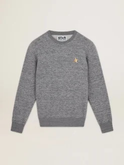 Best Sale Moletom masculino de algodão cinza mescla com estrela dourada na frente Moletons