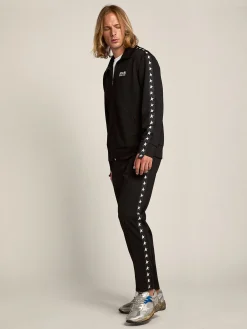 Best Moletom masculino preto com zíper com estrelas brancas Moletons