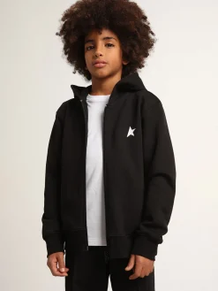 Best Moletom preto com capuz e estrela e logo brancos em contraste Roupas de cima (4-12 years)|Roupas de cima (4-12 years)