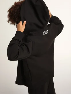 Best Moletom preto com capuz e estrela e logo brancos em contraste Roupas de cima (4-12 years)|Roupas de cima (4-12 years)