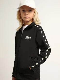 Online Moletom preto com zíper e estrelas brancas em contraste Roupas de cima (4-12 years)|Roupas de cima (4-12 years)