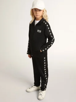 Online Moletom preto com zíper e estrelas brancas em contraste Roupas de cima (4-12 years)|Roupas de cima (4-12 years)