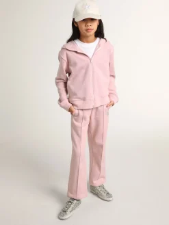 Hot Moletom rosa com capuz e estrelas de glitter prateado Roupas de cima (4-12 years)