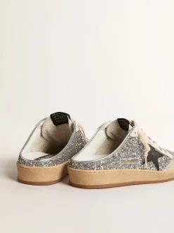 Discount Mule Ball Star de glitter prateado com estrela de couro preto MULHER Ball Star