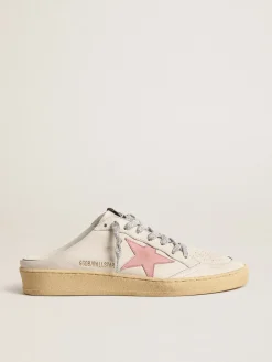 Cheap Mule Ball Star de napa branca com estrela de couro rosa antigo MULHER Beachwear|Ball Star