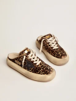 Cheap Mule Space-Star feminino de cavalinho animal print e forro de shearling MULHER Space-Star