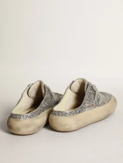 Store Mule Space-Star feminino em glitter com estrela e talão cinza gelo MULHER Space-Star
