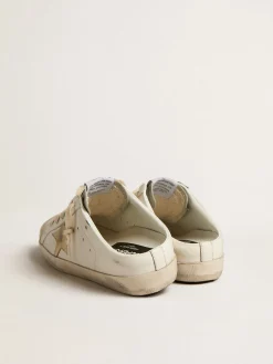 Sale Mule Super-Star com estrela platinada e lingueta de suede gelo MULHER Super-Star Sabot