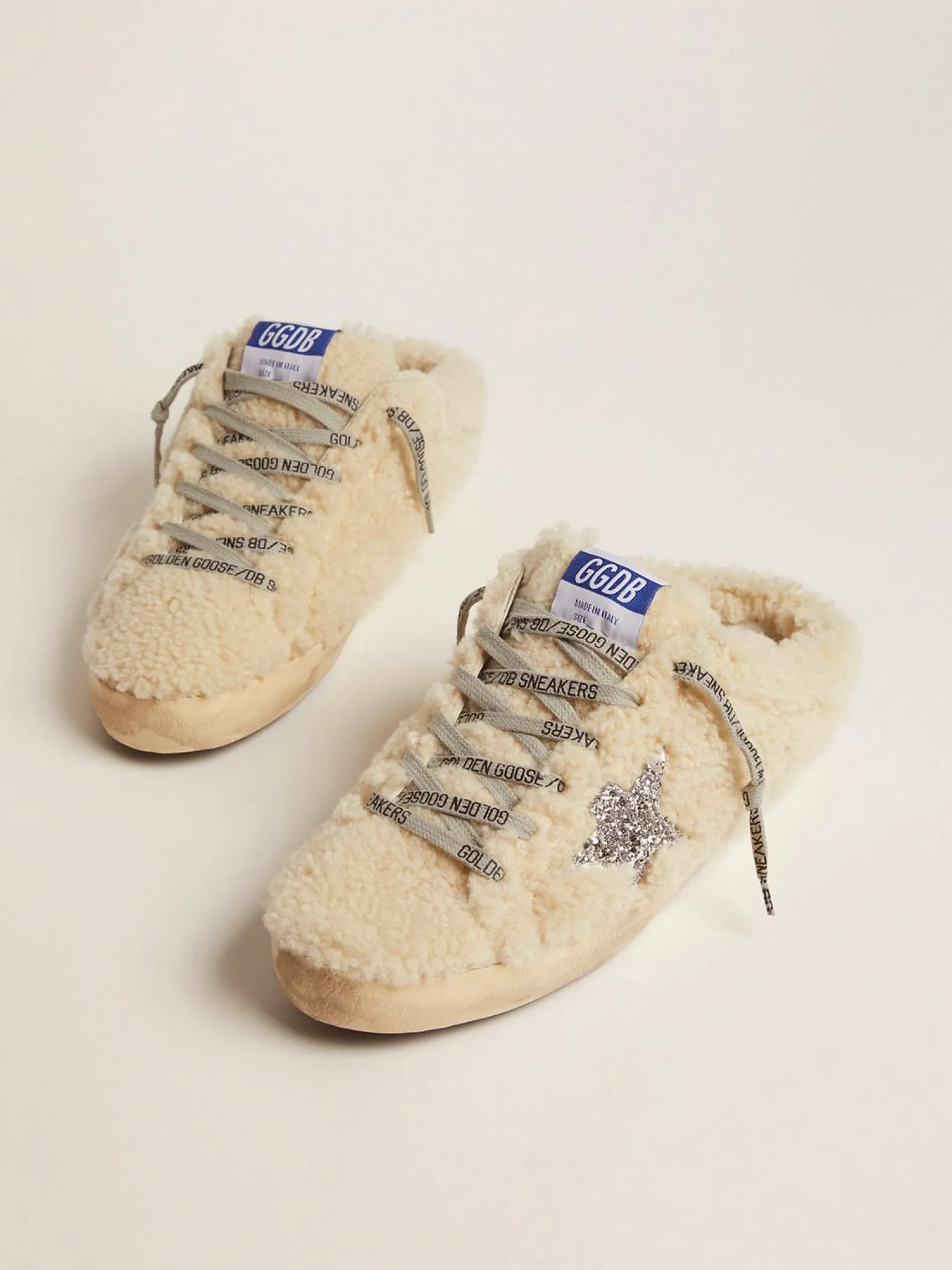 Flash Sale Mule Super-Star feminino de shearling branco e estrela de glitter MULHER Super-Star Sabot