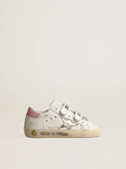 Best Sale Old School Junior com estrela de couro metálico e talão rosa Meninas pequenas (1-3 anos)