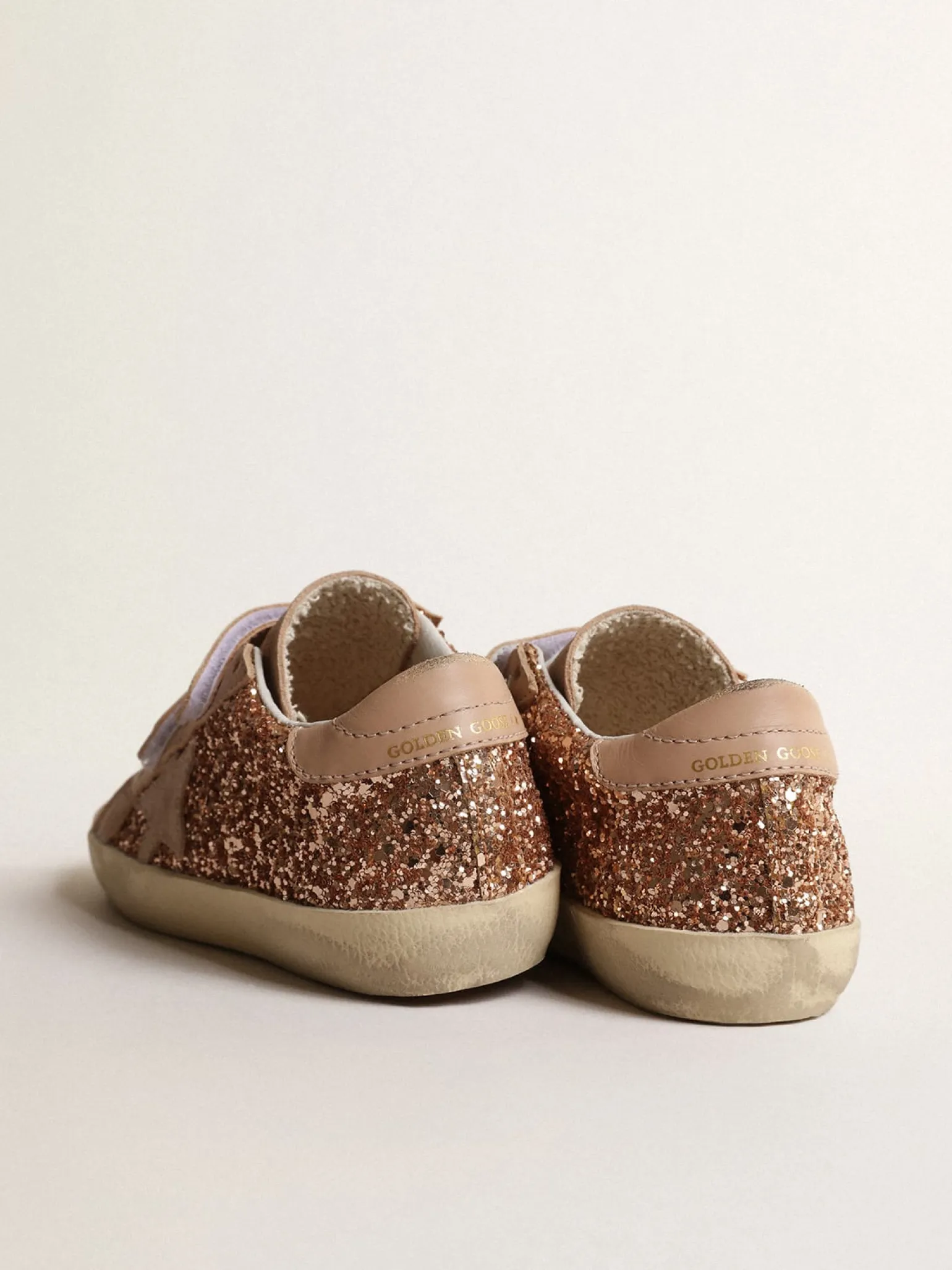 Discount Old School Junior de glitter rosa pêssego, estrela de suede rosa Meninas pequenas (1-3 anos)