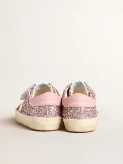 Store Old School Young de glitter lilás com estrela branca e talão rosa Meninas (4-10 anos)