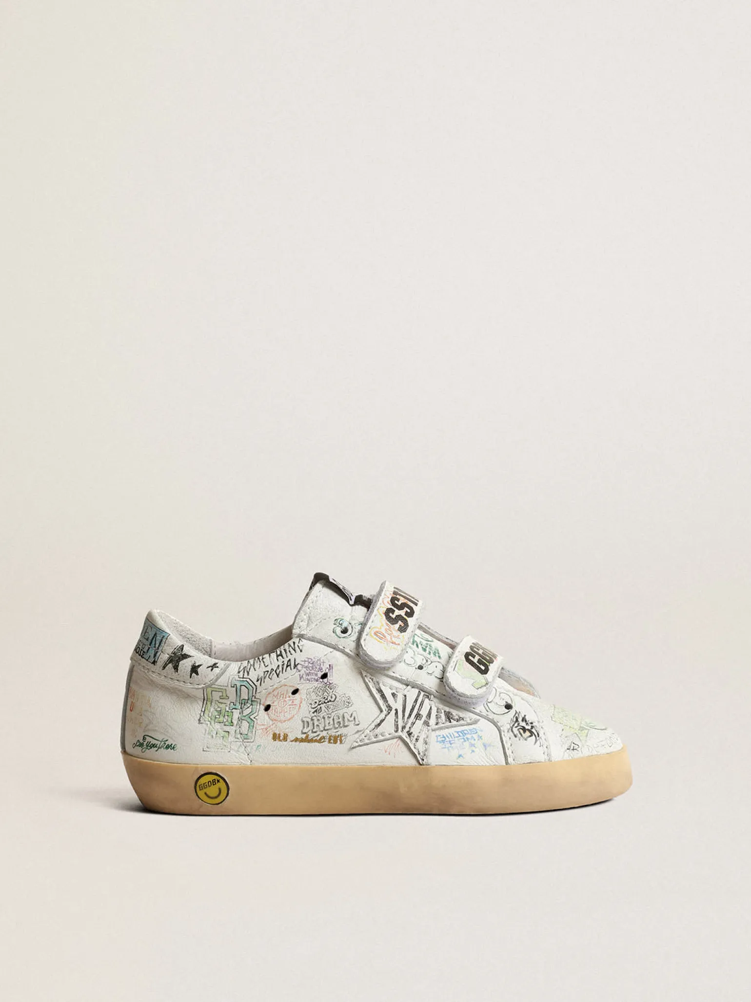 Best Sale Old School Young de napa branca com estampa de grafites colorida Meninas (4-10 anos)|Meninos (4-10 anos)
