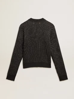 Clearance Pulôver de gola redonda de lã merino com cristais all-over MULHER Malhas
