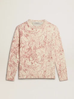 Cheap Pulôver de gola redonda feminino de lã com estampa toile de jouy all over MULHER Malhas