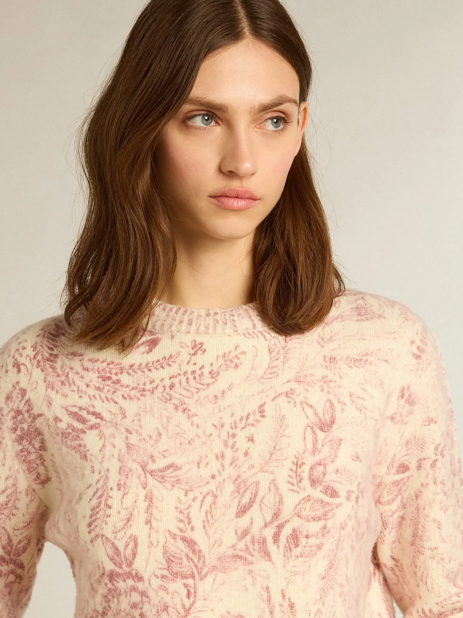 Cheap Pulôver de gola redonda feminino de lã com estampa toile de jouy all over MULHER Malhas