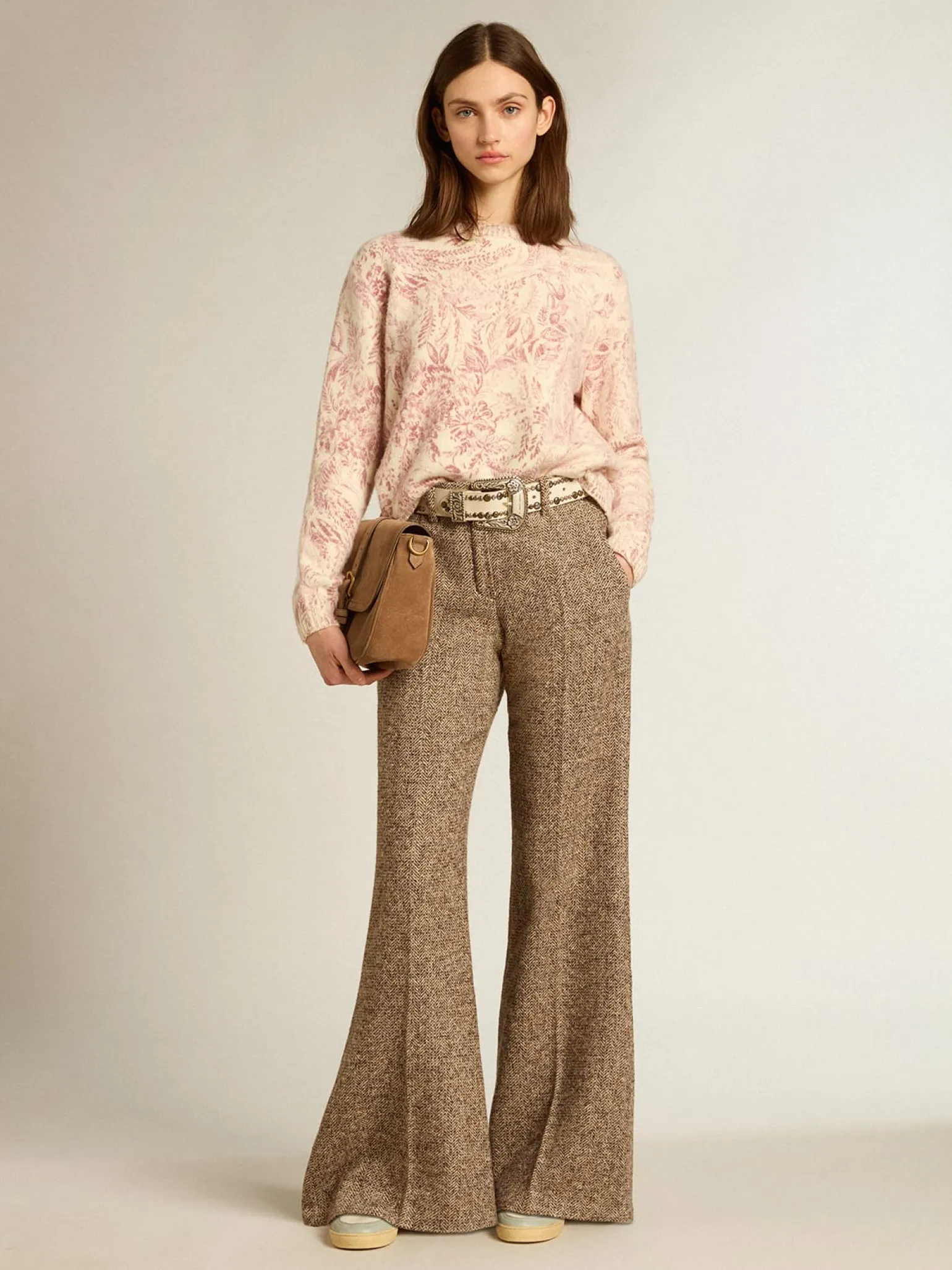 Cheap Pulôver de gola redonda feminino de lã com estampa toile de jouy all over MULHER Malhas