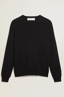 Clearance Pulôver masculino de gola redonda de algodão azul-escuro Malhas