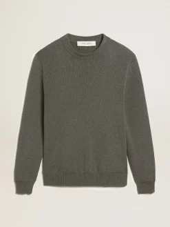 Cheap Pulôver masculino de gola redonda de algodão cinza escuro com logo Malhas