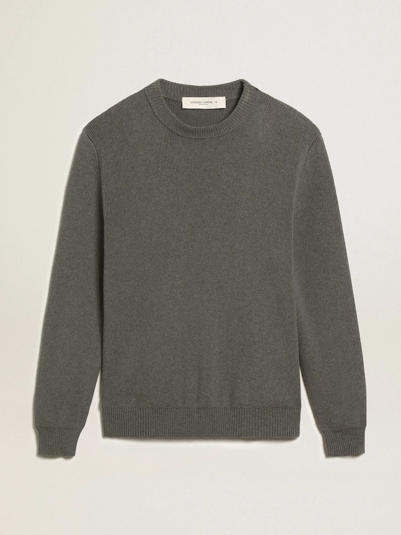 Cheap Pulôver masculino de gola redonda de algodão cinza escuro com logo Malhas