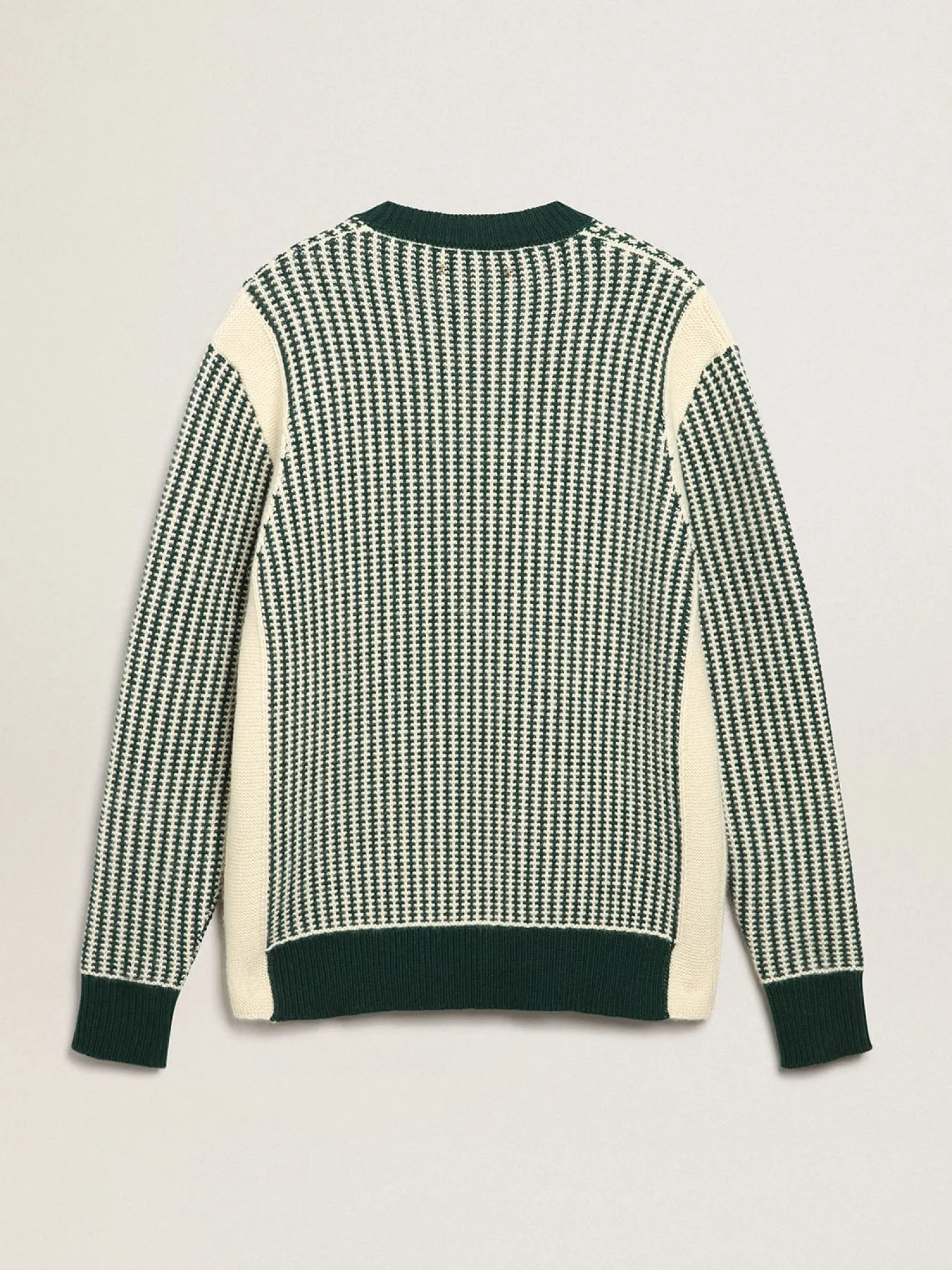 Flash Sale Pulôver masculino de gola redonda de lã bicolor branca e verde Malhas