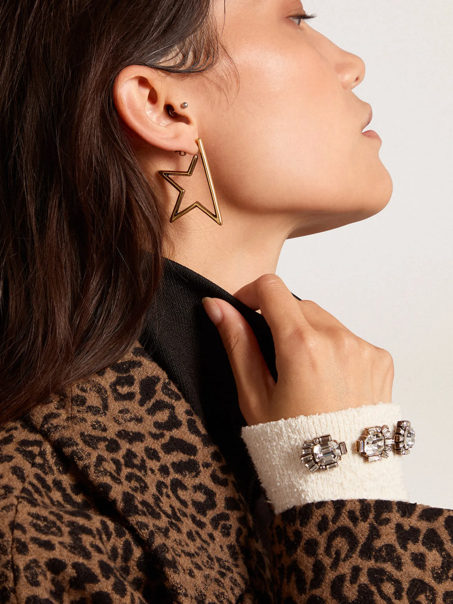 Fashion Punho branco com cristais baguete MULHER Jewels|Joias