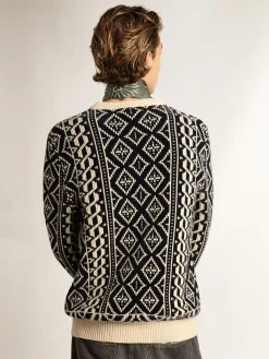 Discount Round-neck sweater with geometric pattern Malhas