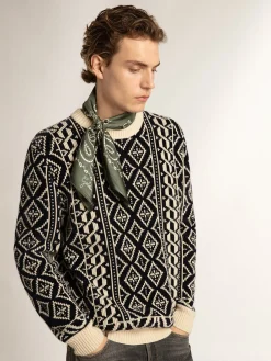 Discount Round-neck sweater with geometric pattern Malhas