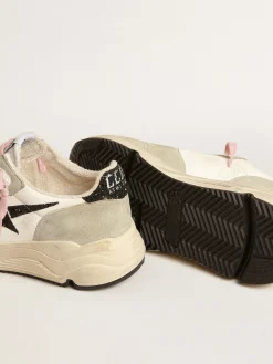 Store Running Sole com inserções de suede cinza e estrela de glitter preto MULHER Running Sole