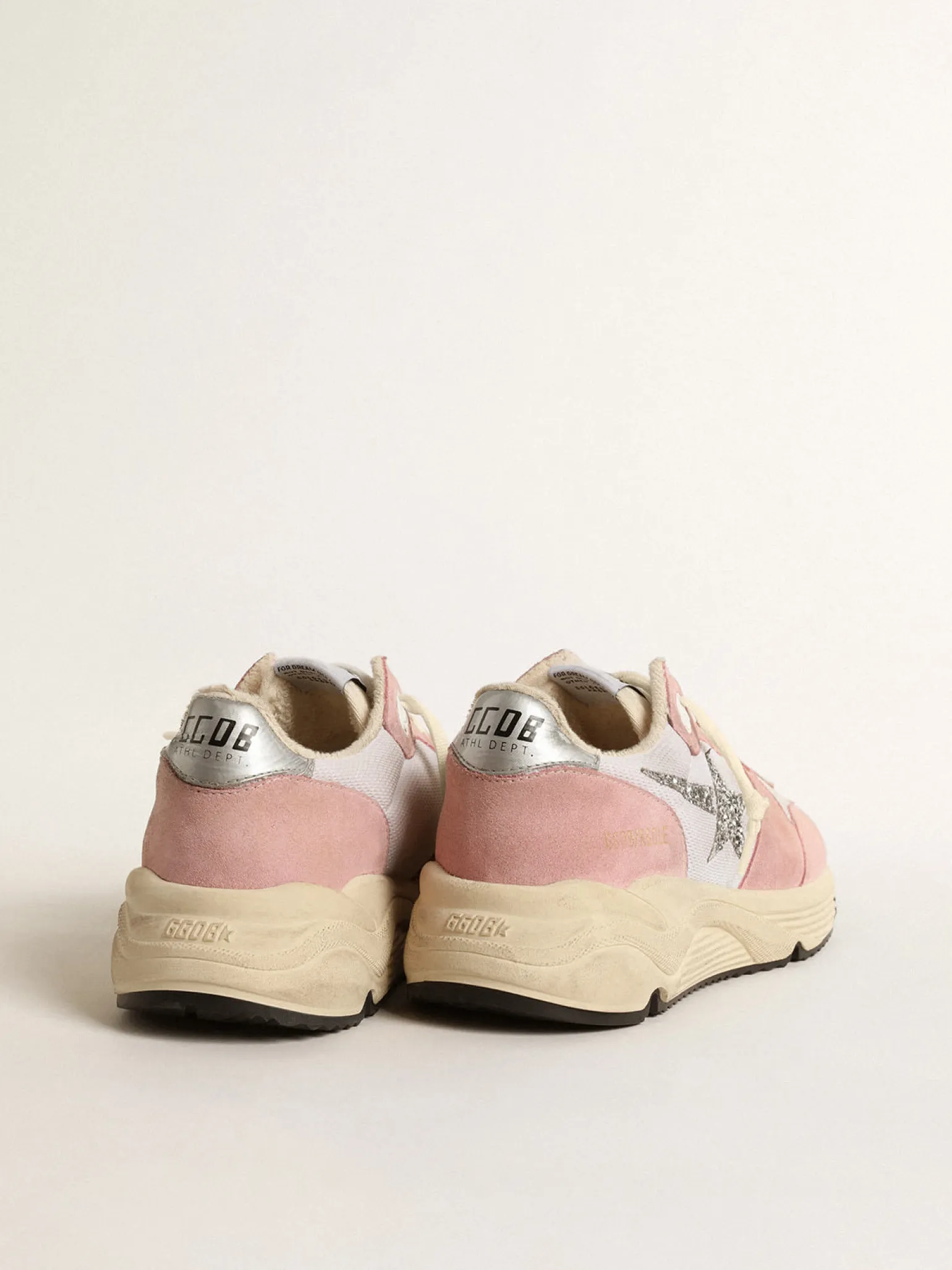 Outlet Running Sole de tela cinza e suede com estrela de glitter prateado MULHER Running Sole