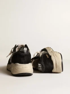 Fashion Running Sole feminino de napa e suede pretos MULHER Running Sole