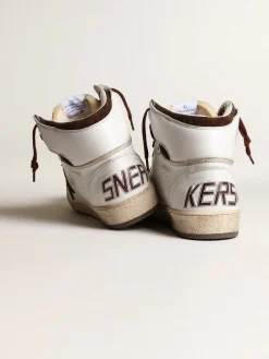 Sale Sky-Star Masculino de napa branca com estrela de suede chocolate Sky-Star