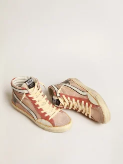 Best Sale Slide de suede rosa com estrela de couro metálico cor antracite MULHER Slide