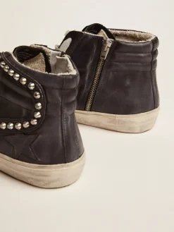Hot Slide masculino preto com tachas aplicadas Slide