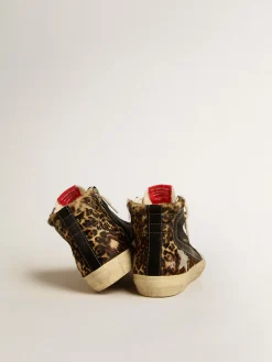 Best Sale Slide Penstar LTD de cavalinho leopardo com estrela prateada e lista preta MULHER Slide