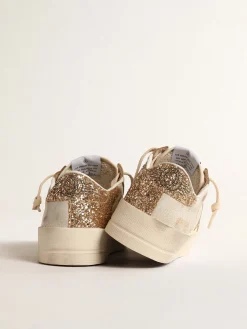 Discount Stardan de napa cor cru com estrela e talão de glitter dourado MULHER Beachwear|Stardan
