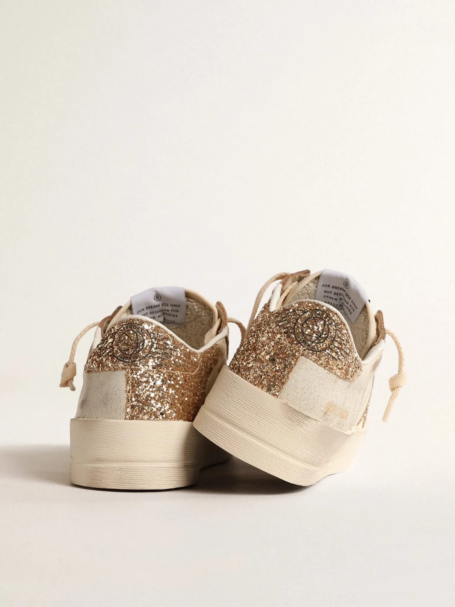 Discount Stardan de napa cor cru com estrela e talão de glitter dourado MULHER Beachwear|Stardan