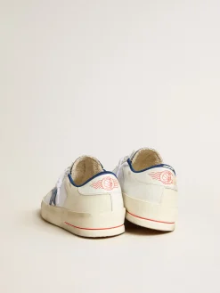 Clearance Stardan LTD de tela e couro brancos com estrela azul e talão branco Stardan