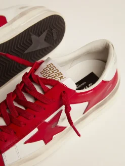 Best Sale Stardan masculino de couro branco e vermelho Stardan