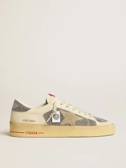 Sale Stardan Masculino de suede com estrela cor de areia e inserções de cristais prateados Stardan