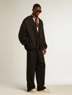 Sale Stardan Masculino de suede com estrela cor de areia e inserções de cristais prateados Stardan