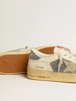 Sale Stardan Masculino de suede com estrela cor de areia e inserções de cristais prateados Stardan