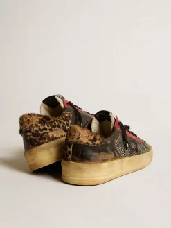 Sale Stardan Masculino LAB de tela com inserções de couro preto e talão leopardo Stardan