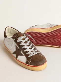 Hot Super-Star com estrela e talão de suede marrom Super-Star